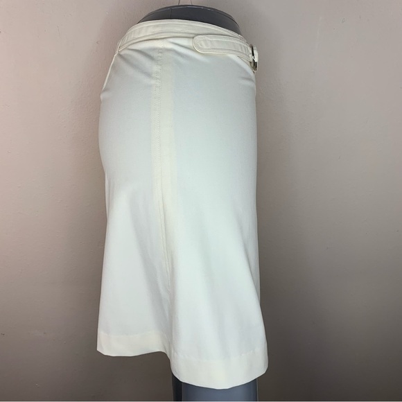 Size 6 The Limited Ivory White Pencil Skirt Stretch Y2k Belted Coastal Neutral - Picture 4 of 6